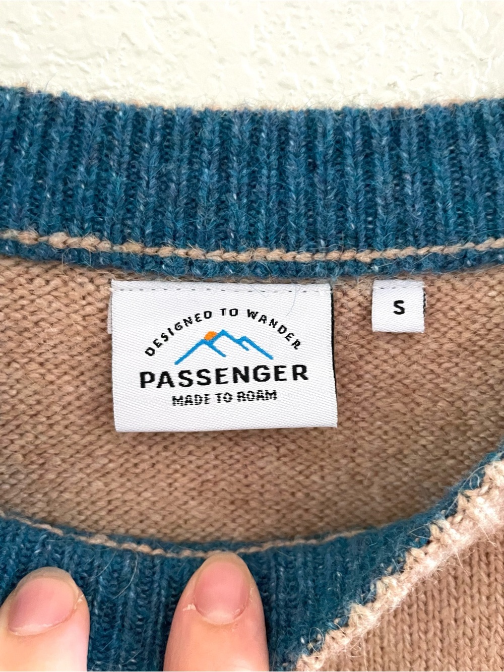 Passenger Colorblock Crewneck Stripe Sweater Tan Sz Small Gorpcore Grandpa Cozy - Picture 2 of 11